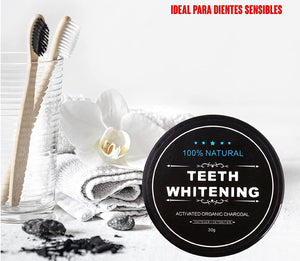 Blanqueador Dental con Carbón Activo Vegano + Cepillo de Bambú 🌿